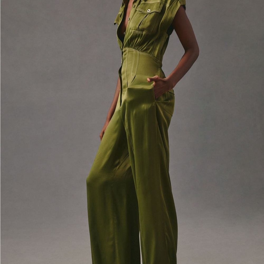Anthropologie Sage Green Jumpsuit M - Picture 3 of 6